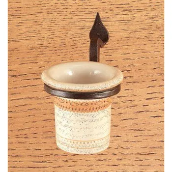 Sada koupelnových doplňků M&T FT 321 Kovaný držák na sklenici s keramickou sklenicí