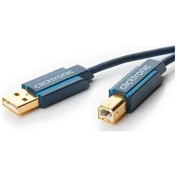 Kabel do PC ClickTronic HQ OFC USB2.0 kabel, A-B, zlacené konektory, 1.8m