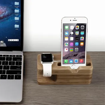 Březový stojánek pro Apple iPhone a Apple Watch