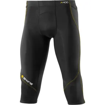 Pánské kalhoty SKINS A400 Mens 3/4 Tights - Black/Yellow (pánské aktivní kompresní 3/4 kalhoty) XS