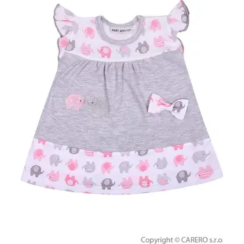 Kojenecké šaty Dětské šatičky Sloníci bílo-růžové 86 (12-18m)