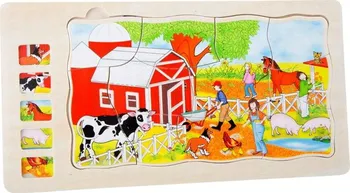 Dřevěná hračka Legler Vrstvené puzzle Farma