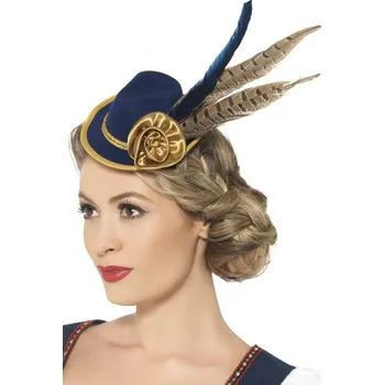 Karnevalový doplněk Smiffys Bavorský klobouček modrý s pérem