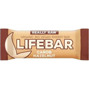 Čokoládová tyčinka Lifebar tyčinka karobová s lískovými oříšky BIO 47 g
