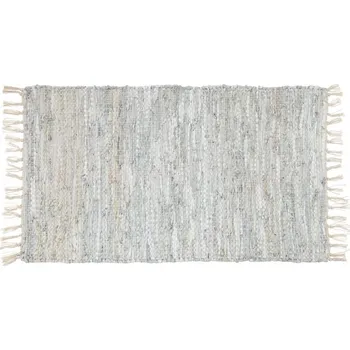 Koberec Lene Bjerre Koberec utkaný z kožených proužků RUG, petrolejový, 90 x 50 cm