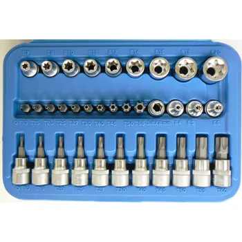 Gola sada Hlavice 3/8", Torx-E-profil, bity 5/16" Torx, vrtané, 34 ks, Condor Werkzeug (Condor - Werkzeug)