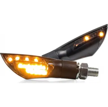 Osvětlení pro motocykl Led moto blinkry Dual, černé, tónované sklo, homologované