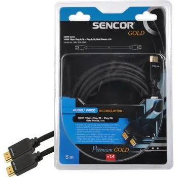 Video kabel Sencor HDMI 19pin, konektor/M - konektor/M, pozlacený, V1.4 - 5m