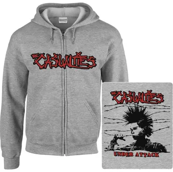Pánská mikina šedivá mikina s kapucí a zipem The Casualties - Under Attack