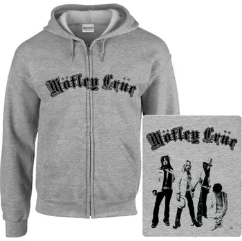 Pánská mikina šedivá mikina s kapucí a zipem Mötley Crüe - Band