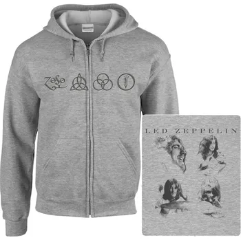 Pánská mikina šedivá mikina s kapucí a zipem Led Zeppelin II
