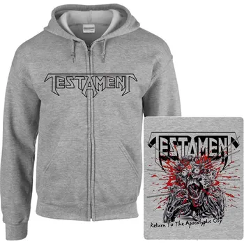 Pánská mikina šedivá mikina s kapucí a zipem Testament - Return To The Apocalyptic City