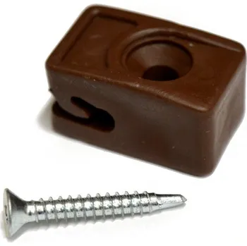 Příslušenství pro plot Příchytka z PVC na napínací drát – hnědá, šroubovací + šroub