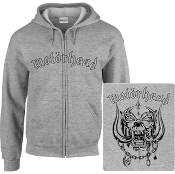 Pánská mikina šedivá mikina s kapucí a zipem Motörhead