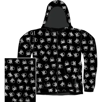 Dámská mikina dámská mikina s kapucí a zipem lebky s hnáty