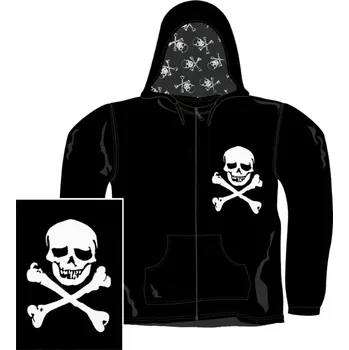 Dámská mikina dámská mikina s kapucí a zipem lebka s hnáty