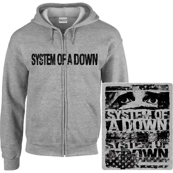 Pánská mikina šedivá mikina s kapucí a zipem System Of Down - Eyes
