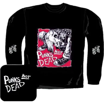 Pánské tričko triko s dlouhým rukávem Punk's not dead - skull