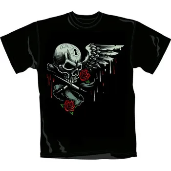 Pánské tričko triko lebka a růže