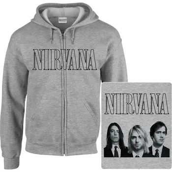 Pánská mikina šedivá mikina s kapucí a zipem Nirvana