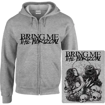 Pánská mikina šedivá mikina s kapucí a zipem Bring Me The Horizon