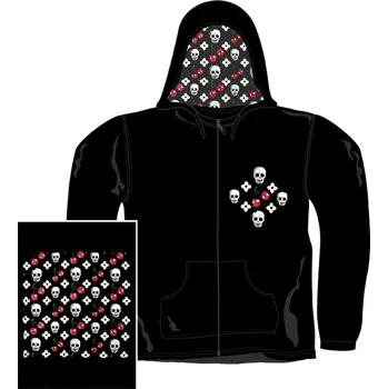 Dámská mikina dámská mikina s kapucí a zipem lebka s hnáty a třešně