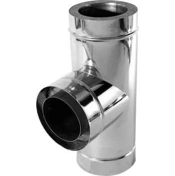 Komín DW T-kus 87° - sopouch - DN 180 mm (třísložkový komínový nerez sopouch 87°)