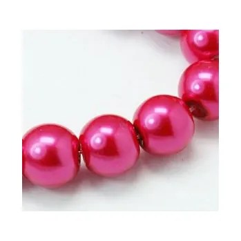 Dětské navlékací korálky Voskované perličky 12mm 10ks sytě růžové