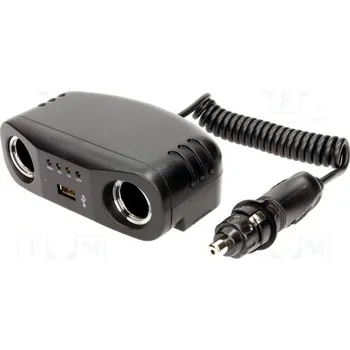 Autorádio Rozbočovač autozapalovače; 10A; 12V/2x4A; černá; 1m