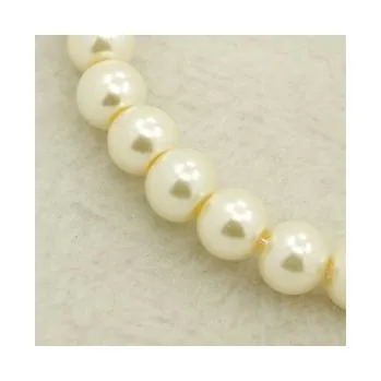 Dětské navlékací korálky Voskované perličky 6mm 20ks slonová kost