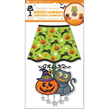 Lampička Anděl Lampička samolepicí svítící LED kočka s dýní 27cm , 10529