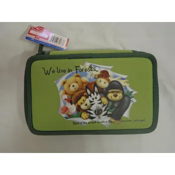 Penál Concorde Penál 3 patrový Zvířátka Barva: Zelený