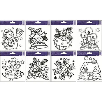 Vánoční dekorace Anděl Předlohy na malování na sklo s vyvýšenou konturou vánoční 1588, 17x14cm Předlohy na adhezní fólii: 4. SVÍČKY