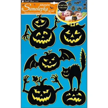 Samolepící dekorace Anděl Samolepky na zeď dýně a kočka svítící ve tmě 10048, 47x29cm