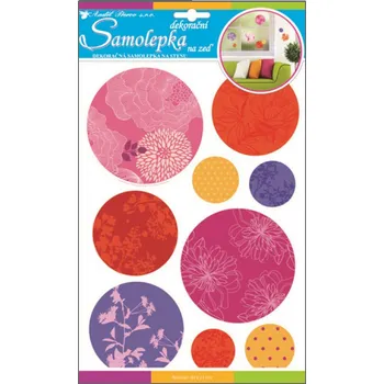 Samolepící dekorace Anděl Samolepky na zeď barevné vzrorované kruhy s glitry 10090 , 35x22cm