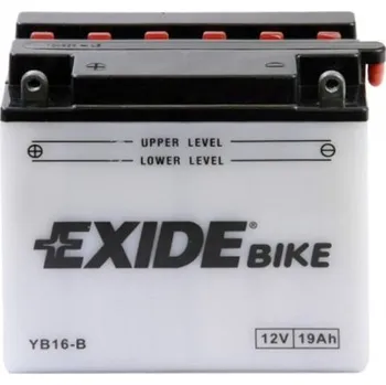Motobaterie Exide Baterie EXIDE EB16-B, 12V 19Ah, za sucha nabitá s antisulfační úpravou. Náplň součástí balení.