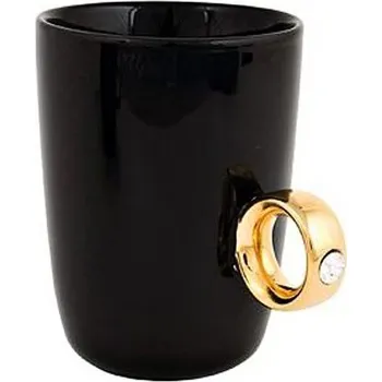 Swarovski hrneček černý se zlatým uchem