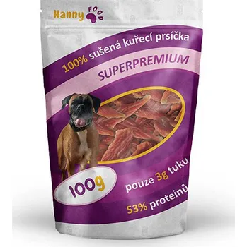 Hanny Food 100% sušená kuřecí prsíčka 100 g, bez přidané příchutě