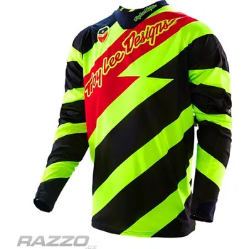 cyklistický dres Pánský dres TroyLeeDesigns SE Jersey Caution Flo Yellow Black XL