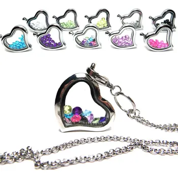 Přívěsek Medailonek srdce + řetízek + krystalky - FashionSTYLE (+ ZDARMA 12 kusů krystalků )