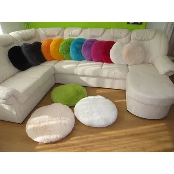 Dekorativní polštářek Chlupatý kulatý polštář - sedák 50 cm plyšový (50 cm)