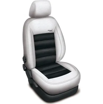 Potah sedadla Autopotahy Škoda Octavia II, AUTENTIC LEATHER, dělená, zadní loketní opěrka, bíločerné SIXTOL