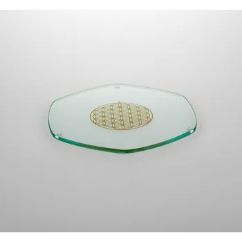 Energetický tácek 22 cm - "Květ života" (Tac Kvet zivota - se zlatým symbolem květu života)