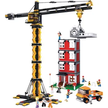 Stavebnice Sluban Sluban Town Stavitelé M38-B0555 Věžový jeřáb s domem a vozem