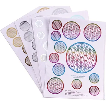 Samolepící dekorace Samolepy ,,Květ života" stříbrné set 12ks (Samolepy Květ Života set)