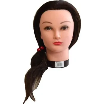 Příčesek Cvičná hlava s přírodními vlasy Mila - hnědá, 40 cm (0068371) + dárek zdarma