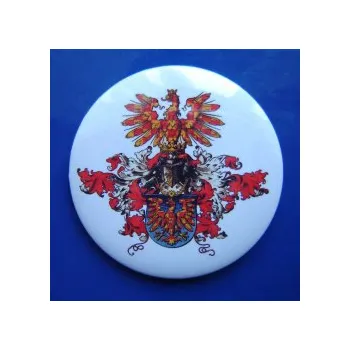 Placka úplným znak Moravy na bílém pozadí, 56 mm (zavírací špendlík)