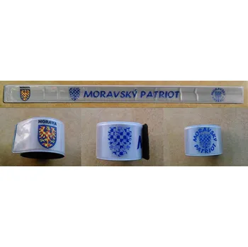 Reflexní páska samonavíjecí 40 x 3 cm, stříbrná, MORAVA + MORAVSKÝ PATRIOT (Bezpečnostní páska pro Moravany)