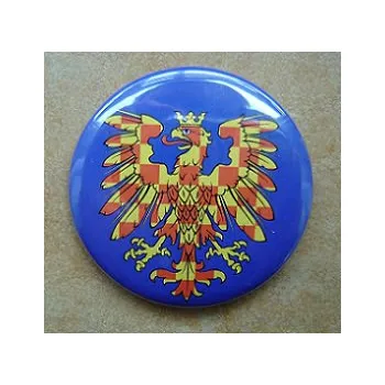 Zrcadlo Zrcátko moravská standarta, žluto-červená orlice, 56 mm (Placka - zrcátko)