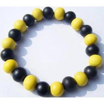 Náhrdelník Blingstar Náramek Dřevěný WOOD Korálky Black/Yellow 1 cm - W421